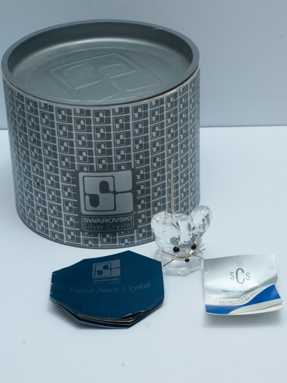 Vintage Swarovski Silver Crystal Mouse #7631 NR 040 Austria Original Box & Paper